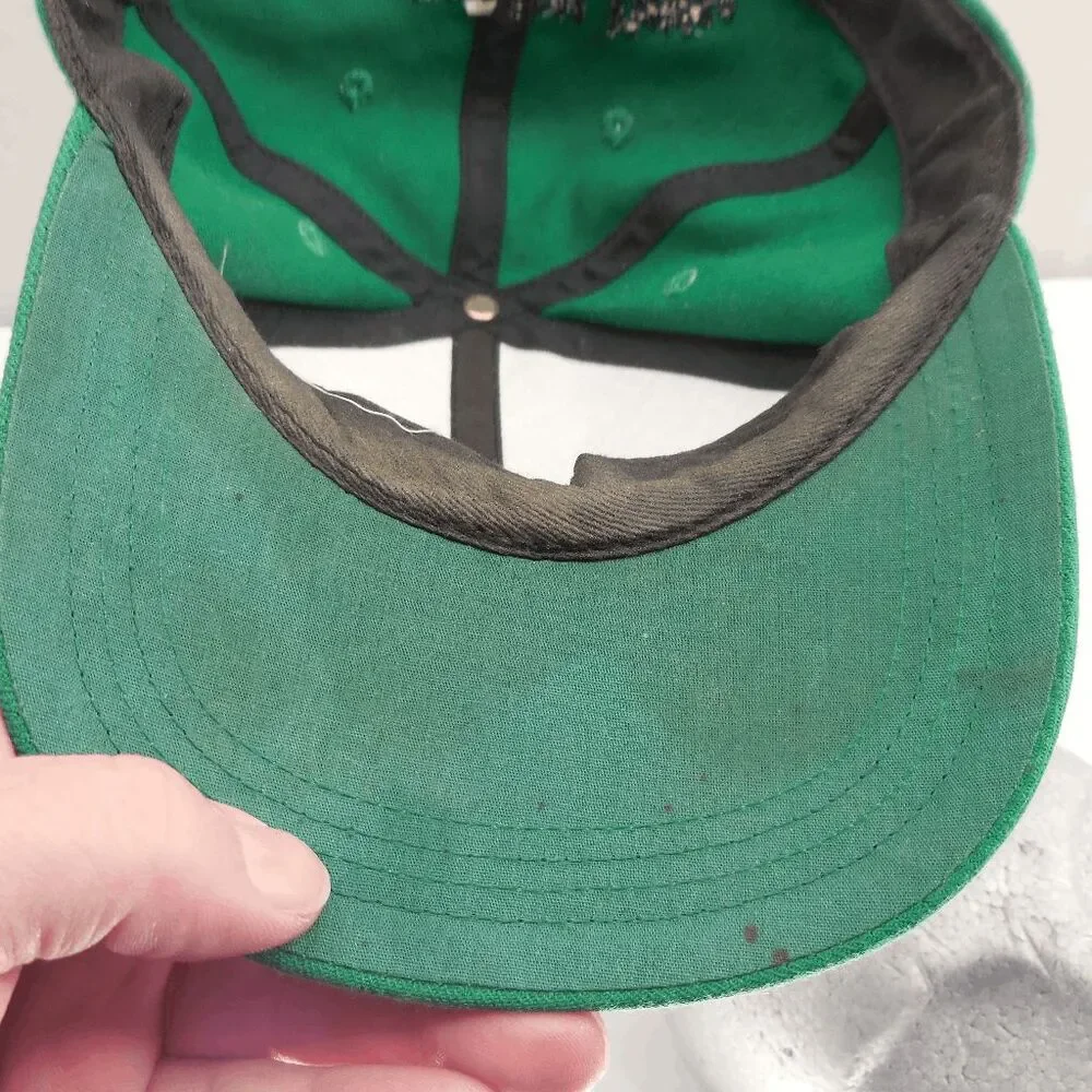 Vintage Pioneer Seed Hat 100% Wool Made in USA Green Black Has some Greace Spots